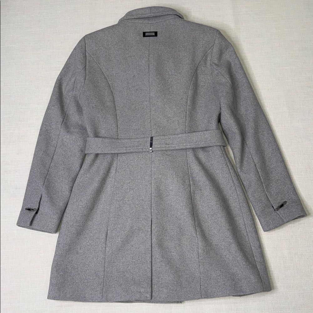 Calvin Klein women’s gray wool-blend wrap coat. - Picture 4 of 12